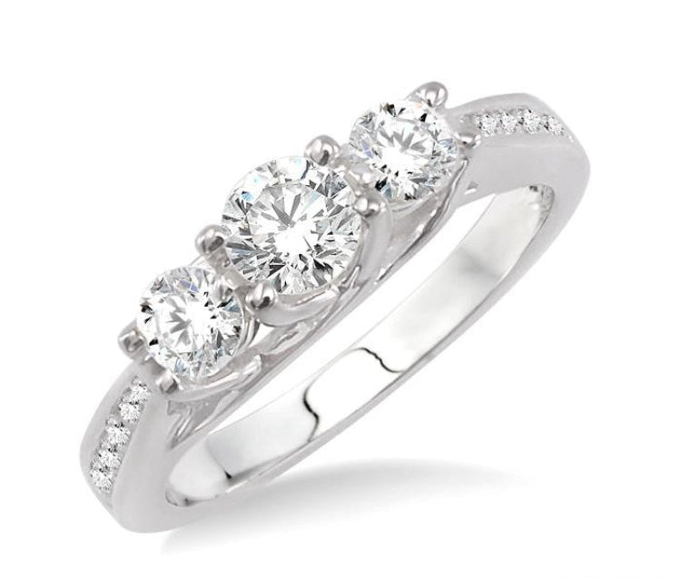 1/2 Ctw Diamond Engagement Ring with 1/4 Ct Round Cut Center Stone in 14K White Gold