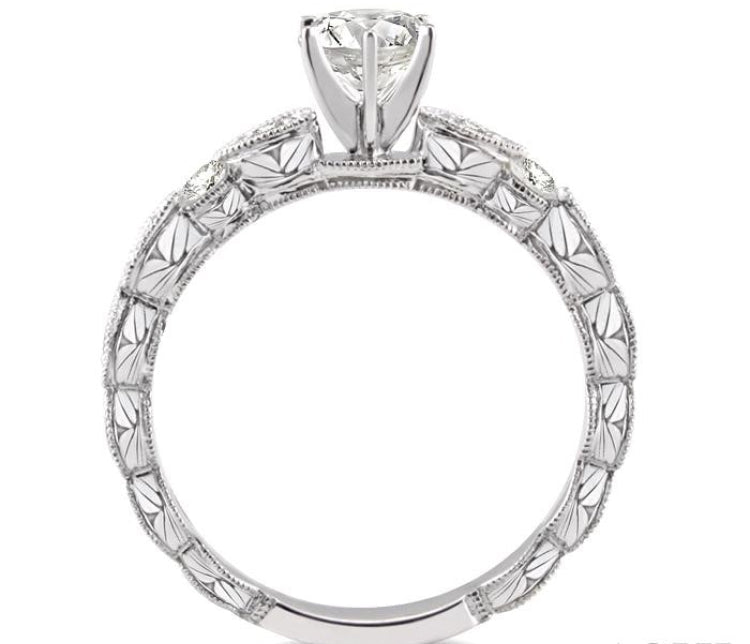 1/2 Ctw Diamond Engagement Ring with 1/4 Ct Round Cut Center Stone in 14K White Gold