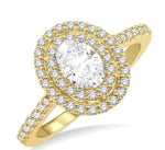 Load image into Gallery viewer, 1/2 Ctw Diamond Ladies Engagement Ring with 1/4 Ct Oval Cut Center Stone in 14K Yellow and White Gold
