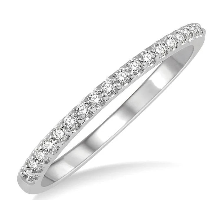 1/10 Ctw Round Cut Diamond Wedding Band in 14K White Gold