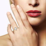 Load image into Gallery viewer, 3/8 Ctw Pear Shape Diamond Ladies Engagement Ring with 1/4 Ct Pear Cut Center Stone in 14K Yellow and White Gold