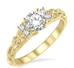 Load image into Gallery viewer, 1/3 Ctw Diamond Engagement Ring with 1/4 Ct Round Cut Center Stone in 14K Yellow Gold