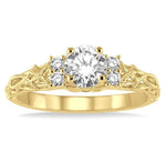 Load image into Gallery viewer, 1/3 Ctw Diamond Engagement Ring with 1/4 Ct Round Cut Center Stone in 14K Yellow Gold