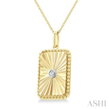 1/20 Ctw Rectangle Fluted Medallion Round Cut Diamond Pirouette Pendant With Chain in Yellow Gold Vermeil