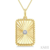 1/20 Ctw Rectangle Fluted Medallion Round Cut Diamond Pirouette Pendant With Chain in Yellow Gold Vermeil