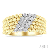 1/10 Ctw Bold Bead and Slanted Round Cut Bead Bijoux Diamond Fashion Band in Yellow Gold Vermeil
