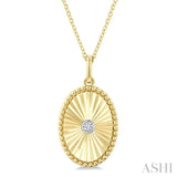 1/20 Ctw Oval Fluted Medallion Round Cut Diamond Pirouette Pendant With Chain in Yellow Gold Vermeil
