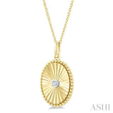 1/20 Ctw Oval Fluted Medallion Round Cut Diamond Pirouette Pendant With Chain in Yellow Gold Vermeil