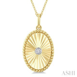 1/20 Ctw Oval Fluted Medallion Round Cut Diamond Pirouette Pendant With Chain in Yellow Gold Vermeil