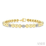 5 MM Bold Bead and 1/6 Ctw Round Cut Bead Bijoux Diamond Fashion Bracelet in Yellow Gold Vermeil