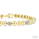 5 MM Bold Bead and 1/6 Ctw Round Cut Bead Bijoux Diamond Fashion Bracelet in Yellow Gold Vermeil