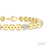 6 MM Bold Bead and 1/5 Ctw Round Cut Bead Bijoux Diamond Fashion Bracelet in Yellow Gold Vermeil