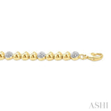 6 MM Bold Bead and 1/5 Ctw Round Cut Bead Bijoux Diamond Fashion Bracelet in Yellow Gold Vermeil