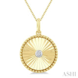 1/20 Ctw Round Fluted Medallion Round Cut Diamond Pirouette Pendant With Chain in Yellow Gold Vermeil
