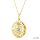 1/20 Ctw Round Fluted Medallion Round Cut Diamond Pirouette Pendant With Chain in Yellow Gold Vermeil