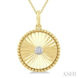 1/20 Ctw Round Fluted Medallion Round Cut Diamond Pirouette Pendant With Chain in Yellow Gold Vermeil