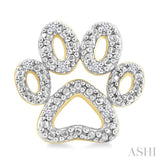 1/20 Ctw Dog Paw Round Cut Diamond Fashion Stud Earrings in Yellow Gold Vermeil