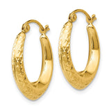 14K Textured Hollow Hoop Earrings