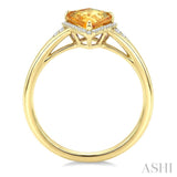 16X7 MM Evoque Gemstone Kite Shape Citrine and 1/6 Ctw Round Cut Diamond Semi-Precious Ring in 10K Yellow Gold