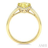16X7 MM Evoque Gemstones Kite Shape Lemon Quartz and 1/6 Ctw Round Cut Diamond Semi-Precious Ring in 10K Yellow Gold