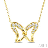 1/10 Ctw Round Cut Diamond Interlock Wings Pendant With Chain in 10K Yellow Gold