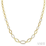 1 1/10 Ctw Round Cut Diamond Open Link Fashion Necklace in 14K Yellow Gold