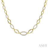 1 1/10 Ctw Round Cut Diamond Open Link Fashion Necklace in 14K Yellow Gold
