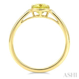16X6 MM Evoque Gemstones Oval Shape Lemon Quartz and 1/50 Ctw Round Cut Diamond Semi-Precious Ring in 10K Yellow Gold