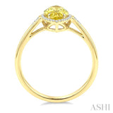 16X7 MM Evoque Gemstones Marquise Shape Lemon Quartz and 1/6 Ctw Round Cut Diamond Semi-Precious Ring in 10K Yellow Gold