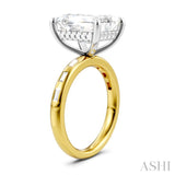 1/3 Ctw Emerald Shape Baguette and Round Cut Diamond Semi-Mount Engagement Ring in 14K Yellow and White Gold