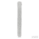 1 Ctw Close Knit Round Cut Diamond Hoop Earrings in 14K White Gold