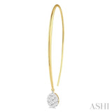 1/2 Ctw Oval Shape Dangler Lovebright Round Cut Diamond Earrings in 14K Yellow and White Gold