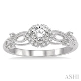 1/3 Ctw Diamond Engagement Ring with 1/5 Ct Round Cut Center Stone in 14K White Gold