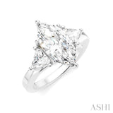 1/2 Ctw Marquise Shape Trillion and Round Cut Diamond Semi-Mount Engagement Ring in 14K White Gold