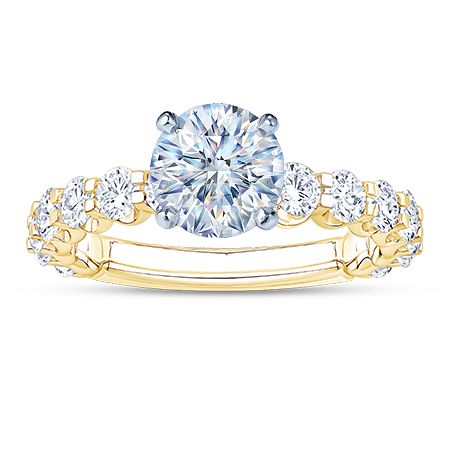 14k White Gold 1/2 carat Lab Grown Diamond VS+ F+ 1 1/2 carat Center Princess Semi Mount Three Stone Engagement Ring