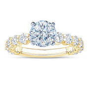14k White Gold 1/2 carat Lab Grown Diamond VS+ F+ 1 1/2 carat Center Princess Semi Mount Three Stone Engagement Ring