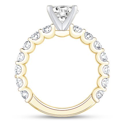 14k White Gold 1/2 carat Lab Grown Diamond VS+ F+ 1 1/2 carat Center Princess Semi Mount Three Stone Engagement Ring