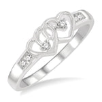 Load image into Gallery viewer, 1/10 Ctw Twin Hearts Diamond Ring in 10K White Gold