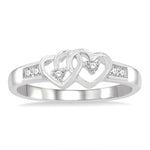 Load image into Gallery viewer, 1/10 Ctw Twin Hearts Diamond Ring in 10K White Gold