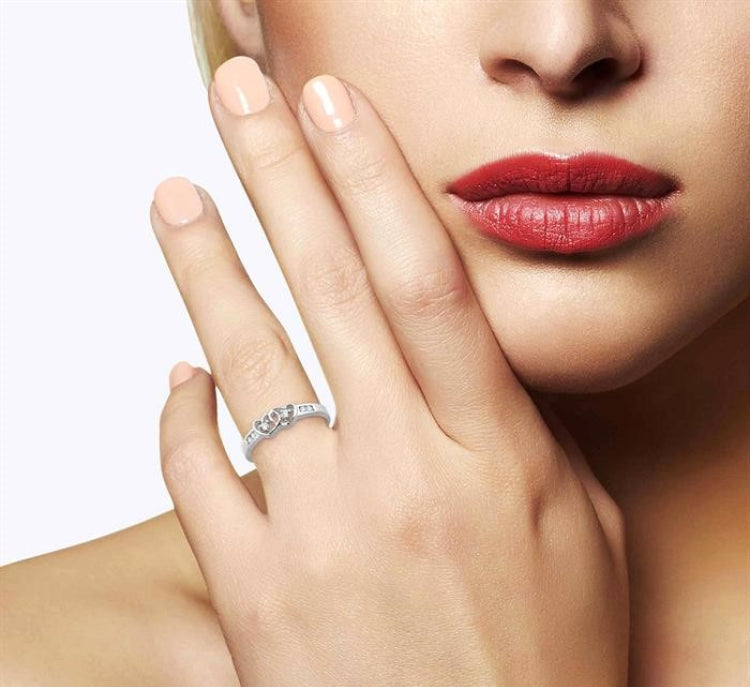 1/10 Ctw Twin Hearts Diamond Ring in 10K White Gold