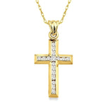 Load image into Gallery viewer, 1/4 Ctw Round Cut Diamond Cross Pendant in 14K Yellow Gold with Chain