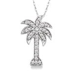 Load image into Gallery viewer, 1/4 Ctw Palm Tree Round Cut Diamond Pendant in 14K White Gold with Chain