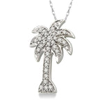 Load image into Gallery viewer, 1/4 Ctw Palm Tree Round Cut Diamond Pendant in 14K White Gold with Chain