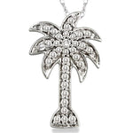 Load image into Gallery viewer, 1/4 Ctw Palm Tree Round Cut Diamond Pendant in 14K White Gold with Chain