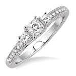 Load image into Gallery viewer, 3/8 Ctw Diamond Engagement Ring with 1/5 Ct Princess Cut Center Stone in 14K White Gold