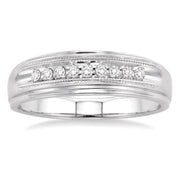 1/8 Ctw Round Cut Diamond Men's Ring in 10K White Gold