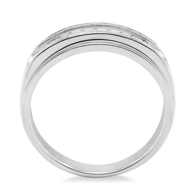 1/8 Ctw Round Cut Diamond Men's Ring in 10K White Gold