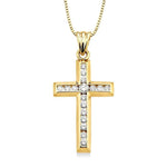 Load image into Gallery viewer, 1/2 Ctw Round Cut Diamond Cross Pendant in 14K Yellow Gold with Chain