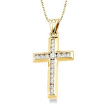 Load image into Gallery viewer, 1/2 Ctw Round Cut Diamond Cross Pendant in 14K Yellow Gold with Chain