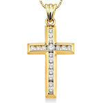 Load image into Gallery viewer, 1/2 Ctw Round Cut Diamond Cross Pendant in 14K Yellow Gold with Chain